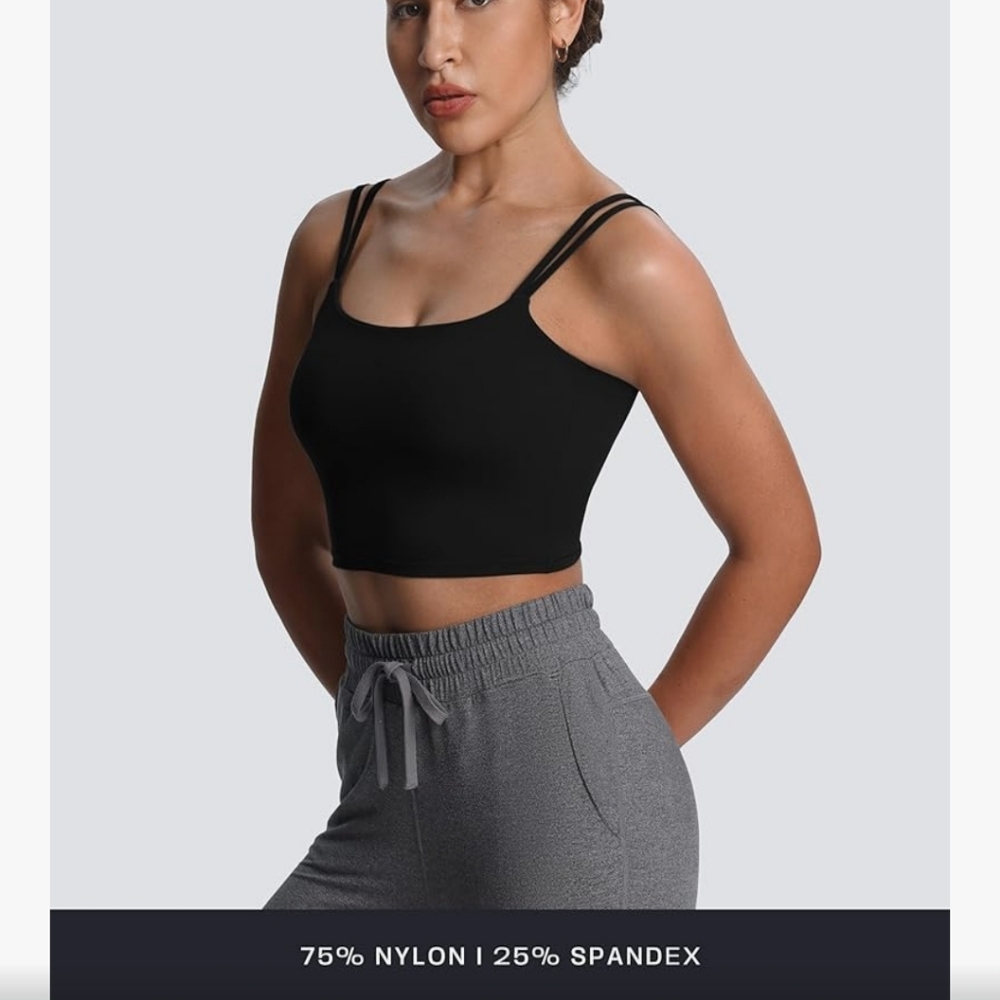 Women's Cropped Open Back Low Twist Bra Top Small Black